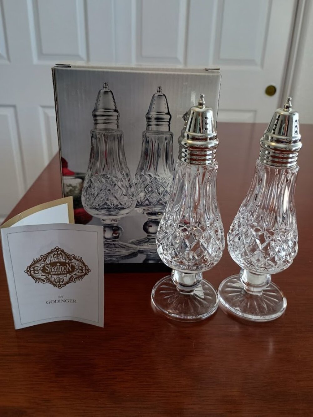 Shannon Crystal Salt & Pepper Shakers with Box